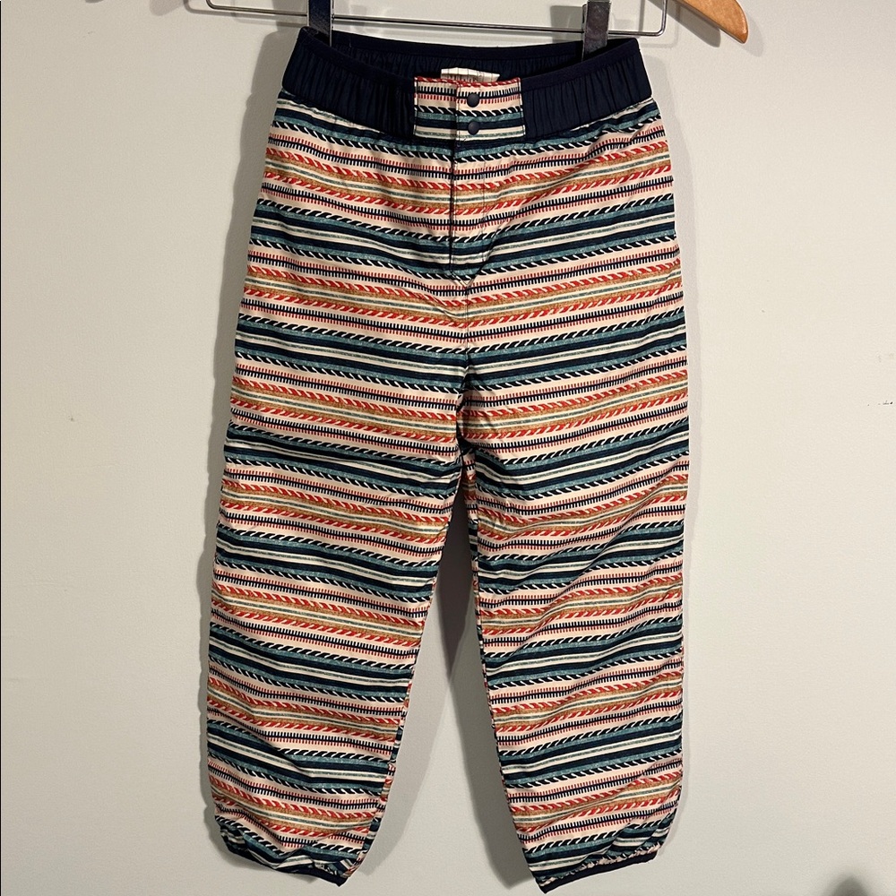 Patagonia Kids' reversible SnowPants.Quilted Puff. Red/Navy & Muted stripes